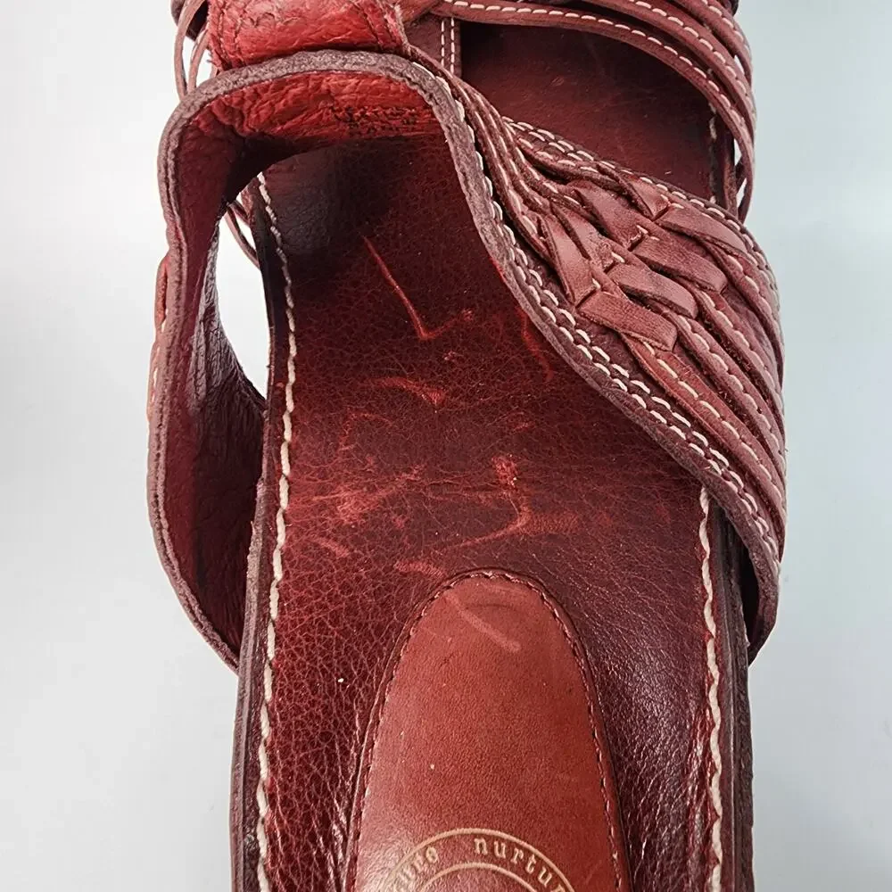 Nurture Red Leather Heeled Sandals Women's Size 9.5 M